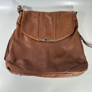 B.MAKOWSKY SOFT GENUINE LEATHER TOTE SHOULDER BAG HANDBAG PURSE BRNT ORANGE